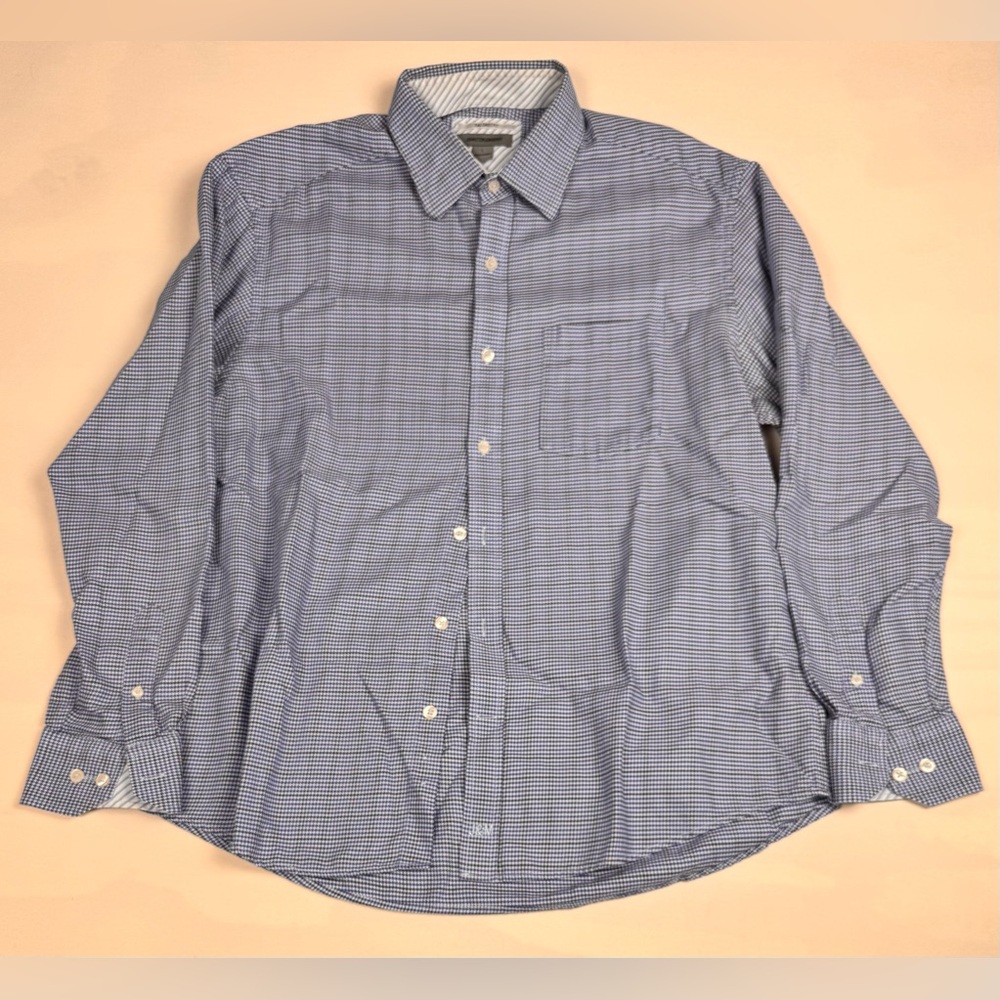 Johnston & Murphy Tailored Fit Button Up Flip Cuff Long Sleeve Men’s L Blue
